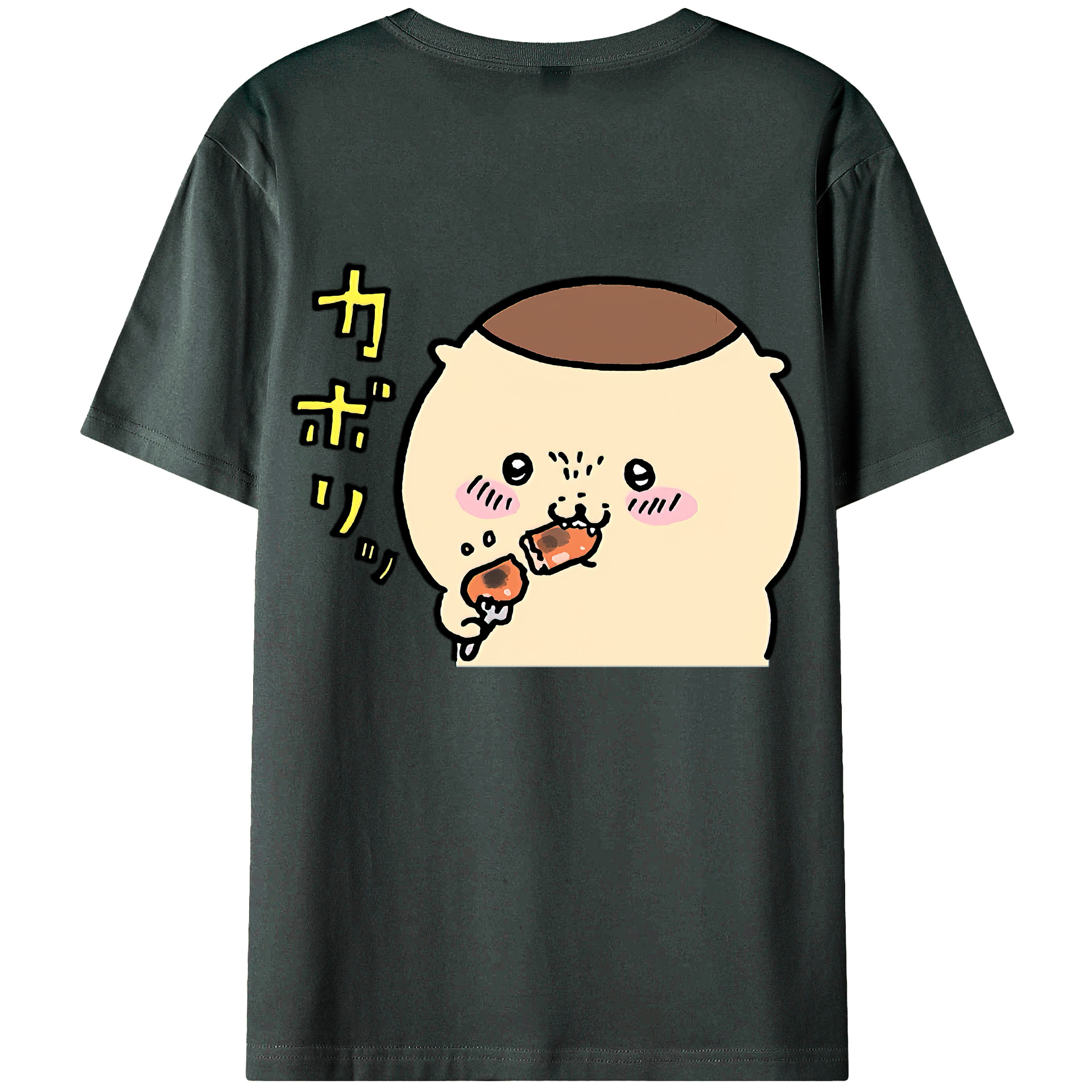 （画像用） ちいかわ くりまんじゅう Chii-kawa kuri manjū 綿100％ メンズ半袖Tシャツ（バックプリント） 通気性